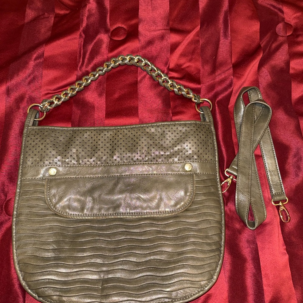 Gianni Bini Olive Leather Shoulder Bag